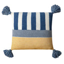 GobekUsa Knit Stripe Pillow Cover Blue Pink Tassles 45x45cm Soft Living Room Bedroom
