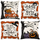 GobekUsa Halloween Pumpkin Linen Cushion Cover Set for Home Sofa Bedroom Decor