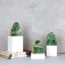 GobekUsa Green Agate Crystal Stone Figurine on Marble Base for Home Decor