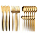 GobekUsa 24-Piece Gold Stainless Steel Cutlery Set - Elegant Tableware Gift Box