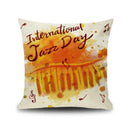 GobekUsa Letter Notes Piano Graphic Print Linen Pillowcase 45x45cm Living Room Decor