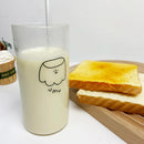 GobekUsa Cartoon Glass Cup with Straw for Drinking, Transparent Juice Mug, Practical Kitchen Drinkware