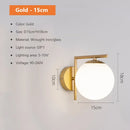 GobekUsa Glass Shade Gold Wall Lamp Bedroom Bedside Spherical Aisle Light