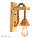 GobekUsa Hemp Rope Wall Lamp Wood Sconce E27 Industrial Indoor Outdoor Light
