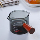 GobekUsa Glass Double Mouth Espresso Measuring Cup with Wooden Handle Scale Mug