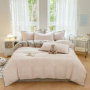 GobekUsa Double-Layer Cotton Bedding Set - Soft, Skin-Friendly Solid Cover for Single Queen Bed