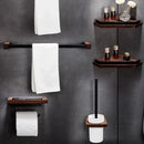 GobekUsa Black Walnut Bathroom Set: Towel Rack, Bar, Shelf, Toilet Paper Holder, Brush Stand