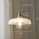 GobekUsa Green Glass LED Pendant Lamp with Copper Wood Handle for Modern Nordic Home Decor