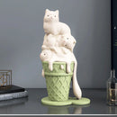 GobekUsa Ice Cream Cat Sculpture Resin Figurine Modern Home Decor Creative Animal Figure