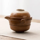GobekUsa Kung Fu Tea Set: Teapot, 2 Teacups, Travel Green Tea Cups, Ceramic Gaiwan
