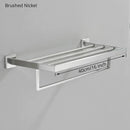 GobekUsa Brushed Nickel Bathroom Hardware Set: Robe Hook, Towel Rail, Bar Rack, Shelf, Tissue Holder