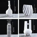 GobekUsa Elegant Striped Ceramic Vase TV Cabinet Crafts Hydroponic Home Decor Gift
