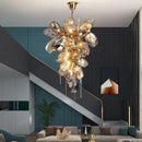 GobekUsa Gold Steel LED Pendant Lights with Cognac/Gray Glass Shades
