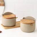 GobekUsa Ceramic Seasoning Jar Set with Bamboo Lid and Spoon