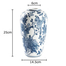 GobekUsa Blue Porcelain Vase: Flowers and Birds Pattern Table Decor Floral Vases Room Aesthetic