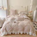 GobekUsa Lace Princess Bedding Set: Romantic Ruffles & Bow Duvet Cover, Sheet, Pillowcases