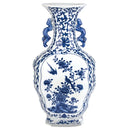 GobekUsa Blue White Porcelain Flower Bird Two Ear Vase Antique Ornaments Jingdezhen