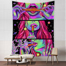 GobekUsa Green Star Girl Tapestry Wall Hanging Psychedelic Home Decor