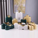 GobekUsa Gold Ceramic Vase Desk Decor Artificial Flower Arrangement Aesthetic Room Vase