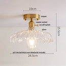 GobekUsa Amber Ice Crack Glass Wood Ceiling Light - Nordic Modern LED Fixture