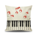 GobekUsa Letter Notes Piano Graphic Print Linen Pillowcase 45x45cm Living Room Decor