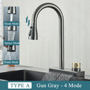 GobekUsa Black Kitchen Faucet 4 Function Brass Single Hole Mixer Deck Mounted