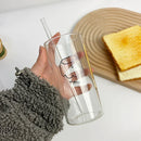 GobekUsa Cartoon Glass Cup with Straw for Drinking, Transparent Juice Mug, Practical Kitchen Drinkware