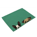 GobekUsa Dog Cat Pattern Cotton Linen Dining Table Mats 32*42cm