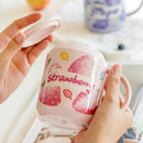 GobekUsa Fruit Shape Ceramic Mug with Lid and Straw, Cute Korean Style Design