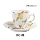 GobekUsa Gold Edge Cup & Saucer Set: Lemon Teapot, Coffee Mug, Ceramic Plates & Drinkware