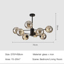 GobekUsa Black Glass Ball LED Chandelier for Living Room, Bedroom - Dimmable Nordic Luxury Fixture