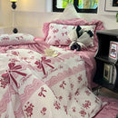 GobekUsa Lace Printed Duvet Cover Set - Elegant, Cozy Bedding for Single & Double Beds
