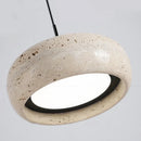 GobekUsa LED Pendant Lamp Black Iron Wabi Sabi Hanging Light - Yellow Travertine