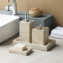 GobekUsa Beige Travertine Marble Bathroom Accessories Set - Soap Dispenser, Soap Dish, Reed Diffuser