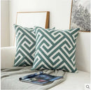 GobekUsa Embroidered Blue Cotton Canvas Cushion Cover for Home Decor