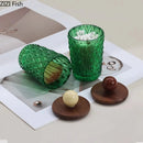 GobekUsa Ceramic Ball Storage Jar with Walnut Lid for Jewelry and Accessories