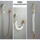GobekUsa Brushed Gold Solid Brass Bathroom Angled Dual Outlet Toilet Filling Valve