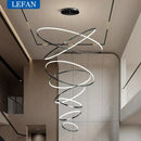 Modern Black Gold Aluminum Staircase Pendant Light