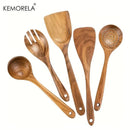 GobekUsa 5-Piece Natural Wooden Tableware Set | Kitchen Cookware Utensils