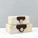 GobekUsa Handmade Flowers Leather Jewelry Box Makeup Organizer Home Decor