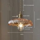GobekUsa Green Glass LED Pendant Lamp with Copper Wood Handle for Modern Nordic Home Decor