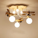 GobekUsa Airplane LED Wooden Plane Chandelier for Kids Room, Boys Bedroom, Creative Lighting