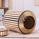 GobekUsa Golden Stripe Ceramics Vase with Cover, Modern Storage Jar for Home Decor