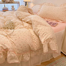 GobekUsa Lace Bedding Set: Printed Design, Single Queen Size, Cozy Quilt Cover, Fitted Sheet, 2 Pillowcases