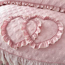 GobekUsa Korean Princess Style Bedding Set with Lace Ruffles and Love Theme
