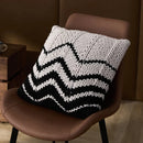 GobekUsa Geo Knit Stripe Woven Square Pillow 45x45cm Black Ivory Insets