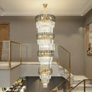 GobekUsa Elegant Crystal Hollow Long Chandelier for Duplex Living Room and Stairwell