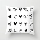GobekUsa Heart Stripe Pillow Cases | Black & White Polyester Cushion Covers