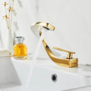 GobekUsa Gold Bathroom Faucet | Deck Mounted Sink Tap | Hot and Cold Basin Mixer