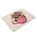 GobekUsa Cute Owl Animal Placemat Music Bird Kitchen Dining Table Mats Coaster Bowl Cup Mat